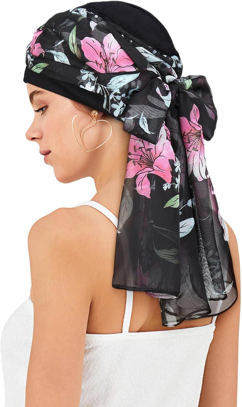 Awefeel Chemo Hats for Women – Extra Long 47" Chiffon Scarf – Soft Cancer Headwear for Hair Loss – Stylish Chemo Caps - Image 3